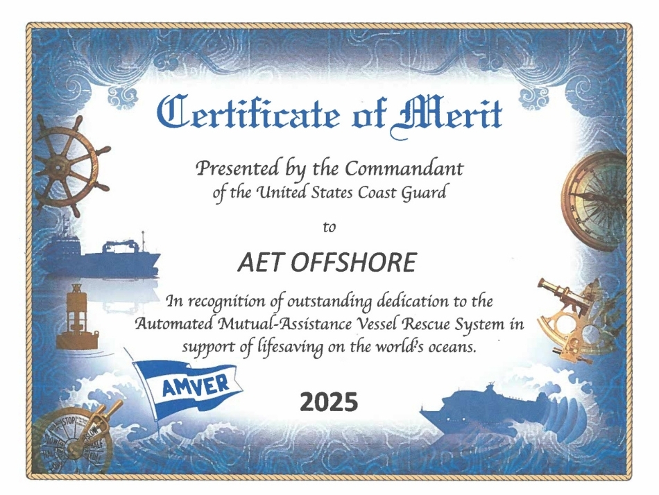 AMVER Award Certificate