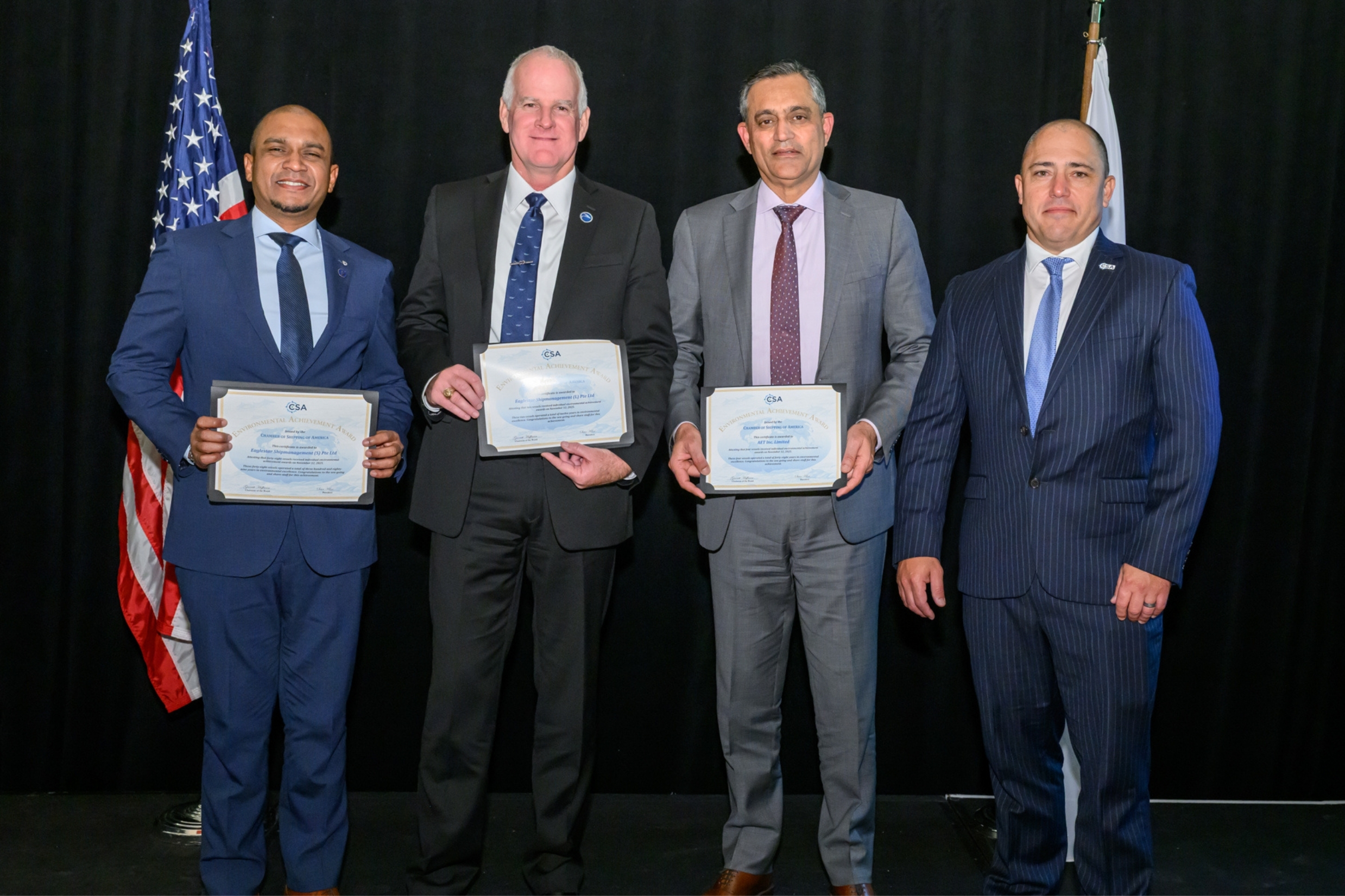 Colleagues receiving the CSA Environmental Achievement Awards Certificates