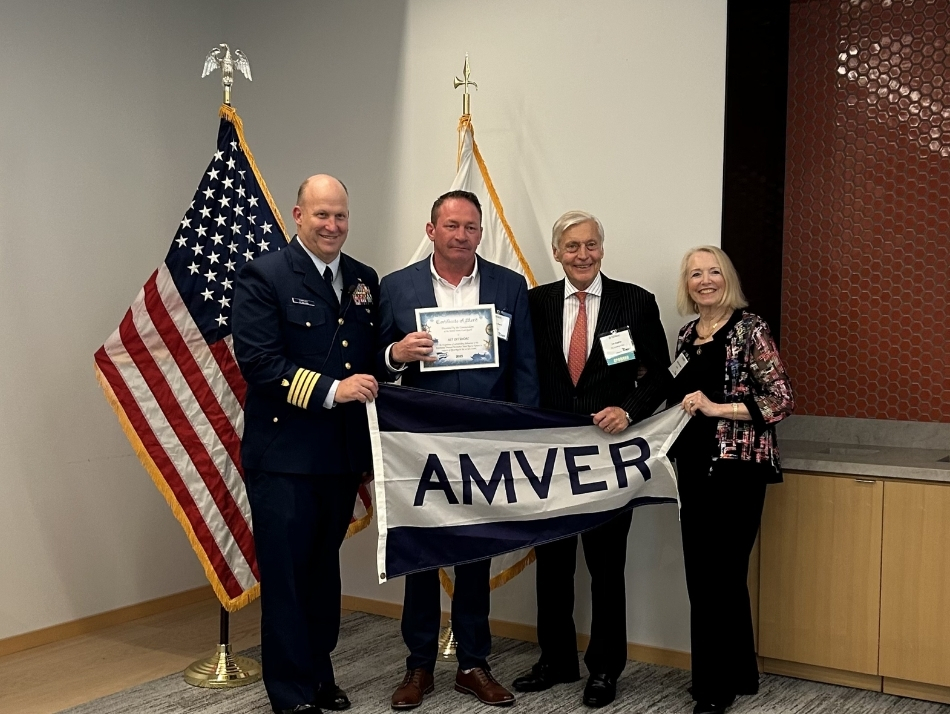 Jonathan Hurst receiving AMVER award